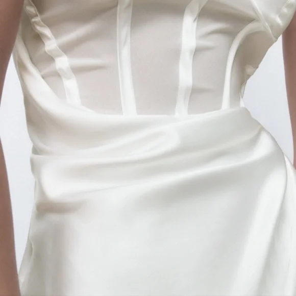 Zara NWT White Corset/ Bustier Mini Dress - Picture 3 of 7